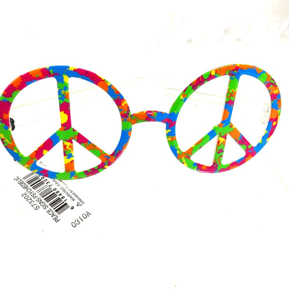 70's Hippie Elope Peace Sign Tie Dye Glasses NWT